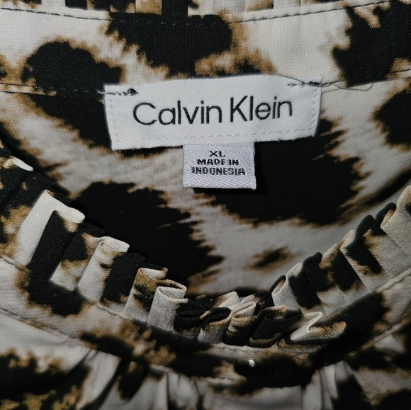 Calvin Klein Women's Blouse Cheeta Print XL - Picture 2 of 4